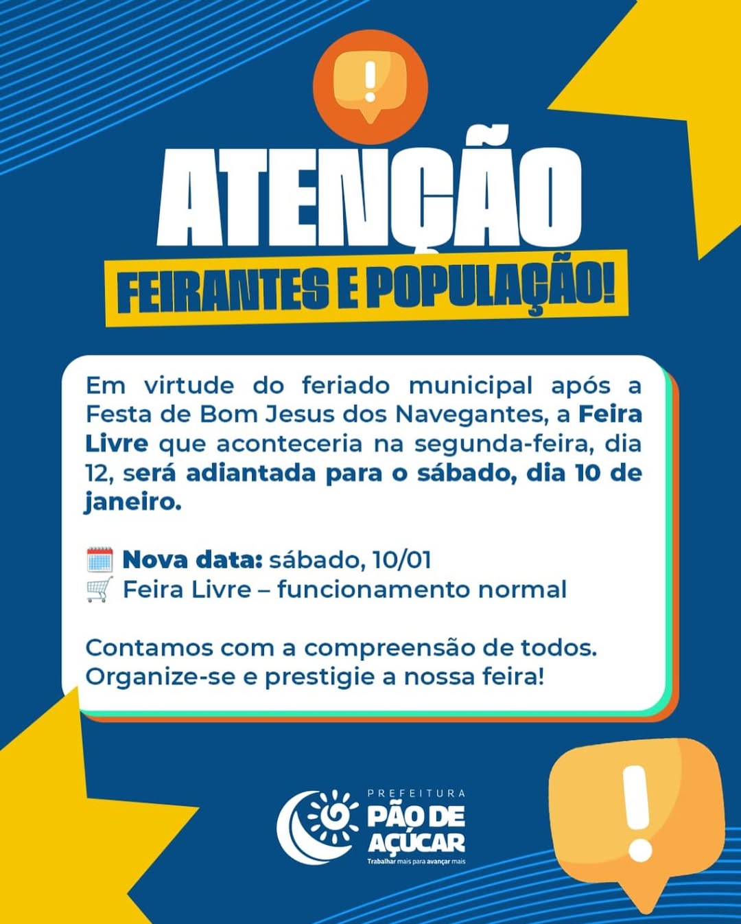 Comunicado – Antecipação da Feira Livre Municipal